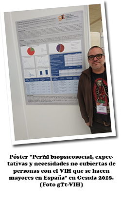 Póster "Perfil biopsicosocial, expectativas y necesidades no cubiertas de personas con el VIH que se hacen mayores en España" en Gesida 2018. (Foto gTt-VIH)